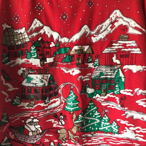Vintage 1990 Christmas Puffy Glitter Sweatshirt - Picture 3 of 5